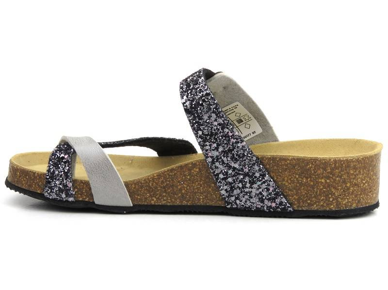 Klapki damskie, japonki na grubej podeszwie - Brinkmann 700177, srebrne