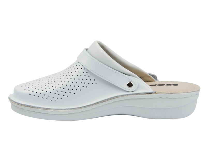 Skórzane Klapki Męskie Leon V202M białe