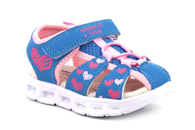 Sportowe sandały dziecięce świecące - American Club RL 113/23, niebieskie