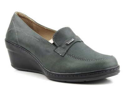 Półbuty damskie na koturnie - HELIOS Komfort 636, szare