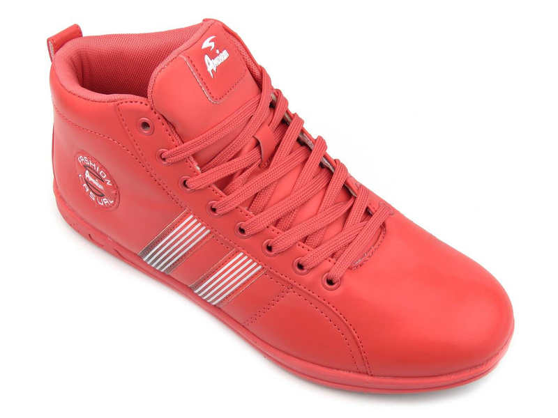 Buty sportowe damskie za kostkę - AMERICAN CLUB WW-54247, czerwone