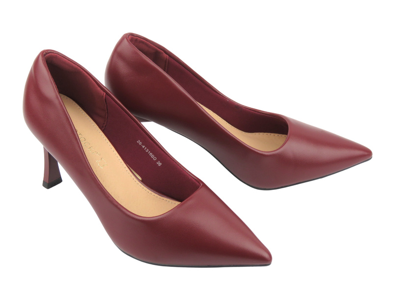 Eleganckie czółenka damskie Potocki 26-41316 na szpilce, bordowe