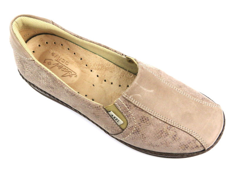 Półbuty damskie o podwyższonej tęgości H - AXEL 1525, beżowe