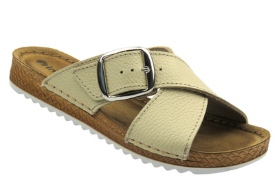 Klapki damskie ze skórzaną wkładką słomkowe Inblu VO-4GU