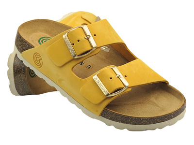 Skórzane klapki damskie - Dr Brinkmann 700696-06, żółte