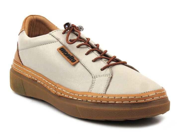 Komfortowe półbuty damskie skórzane - MANITU 850106-09, beżowe