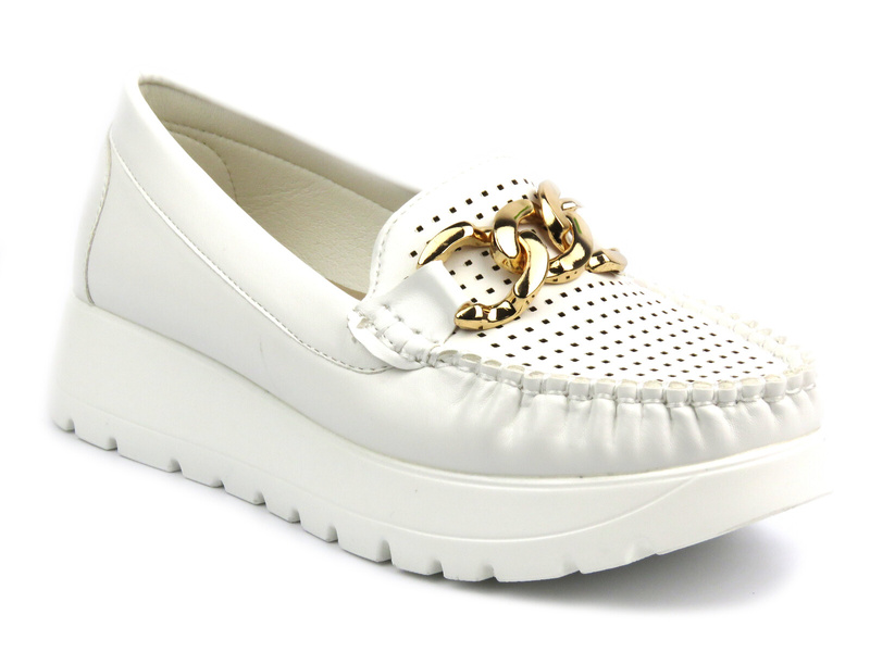 Półbuty damskie na platformie - Potocki 24-21021, białe