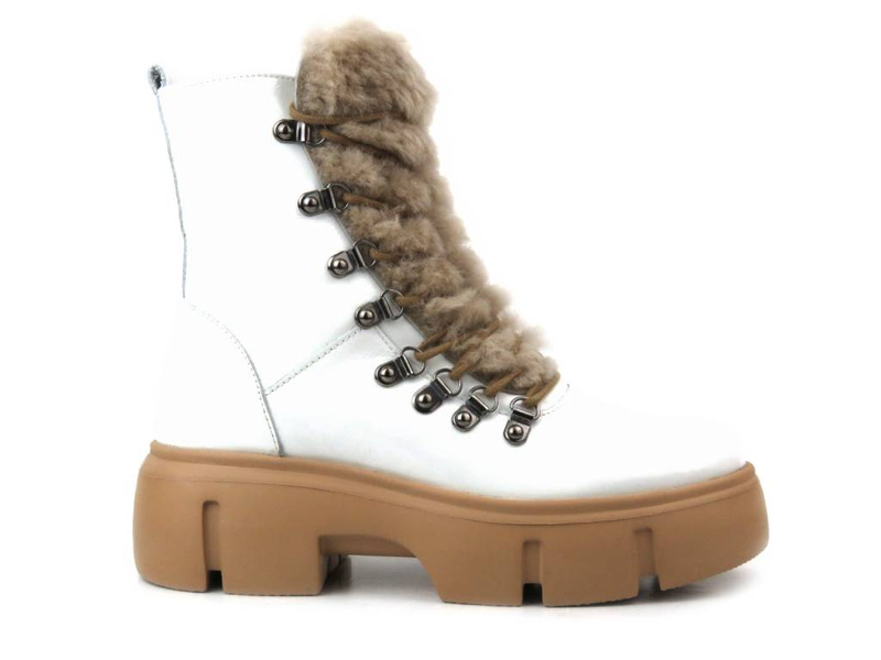 Botki skórzane trapery damskie - VENEZIA 4332, białe