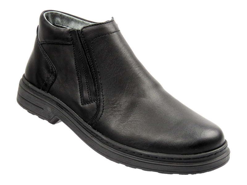 Lekkie, wygodne trzewiki męskie polskiej marki Helios 886, czarne