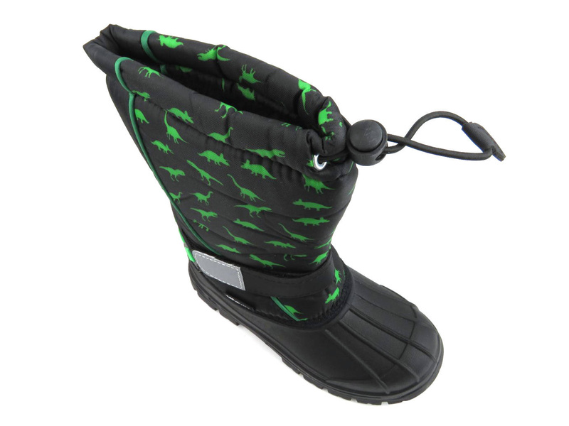 Śniegowce, buty zimowe dziecięce - WOJTYŁKO 23041, czarne w dinozaury
