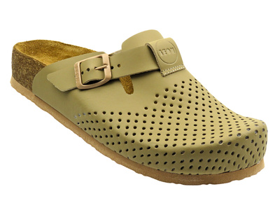 Skórzane Klapki Damskie  Leon 4250 beżowe