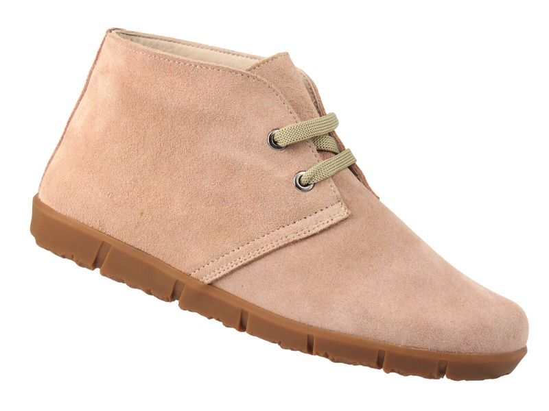 Barefoot skórzane minimalistyczne botki damskie - Nika Komfort 28011 beżowe