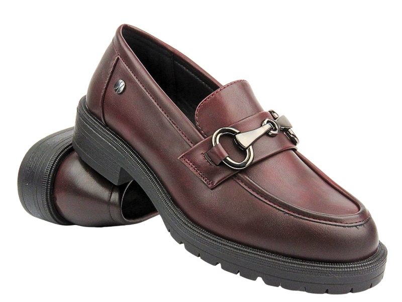 Półbuty, mokasyny damskie bordowe Inblu IC-23