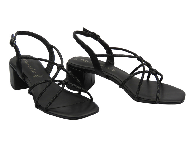 Eleganckie sandały damskie na obcasie czarne Tamaris 1-28236-42