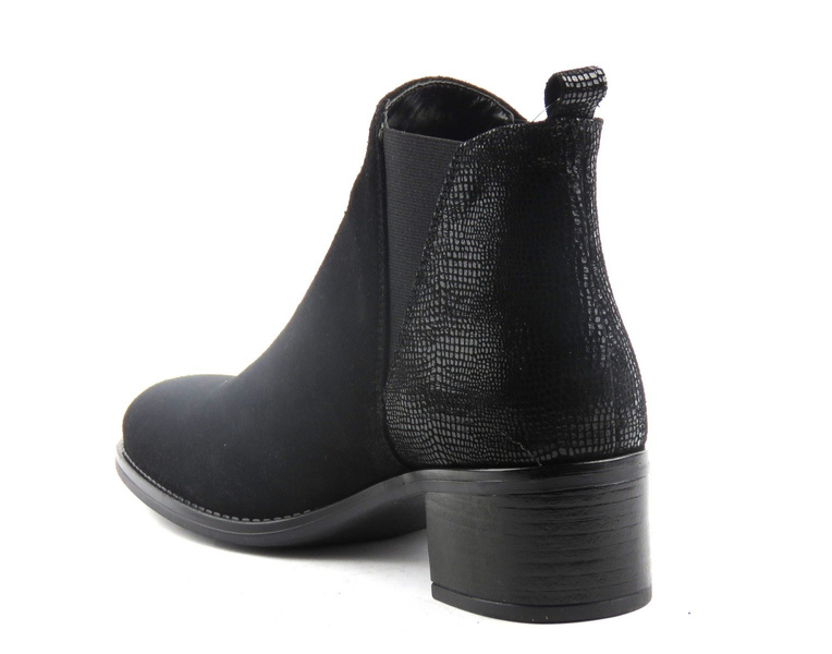 Skórzane, nieocieplane botki, sztyblety damskie Marco Tozzi 25036, czarne