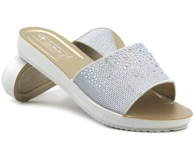 Klapki damskie z cekinami - INBLU Mimi, szare