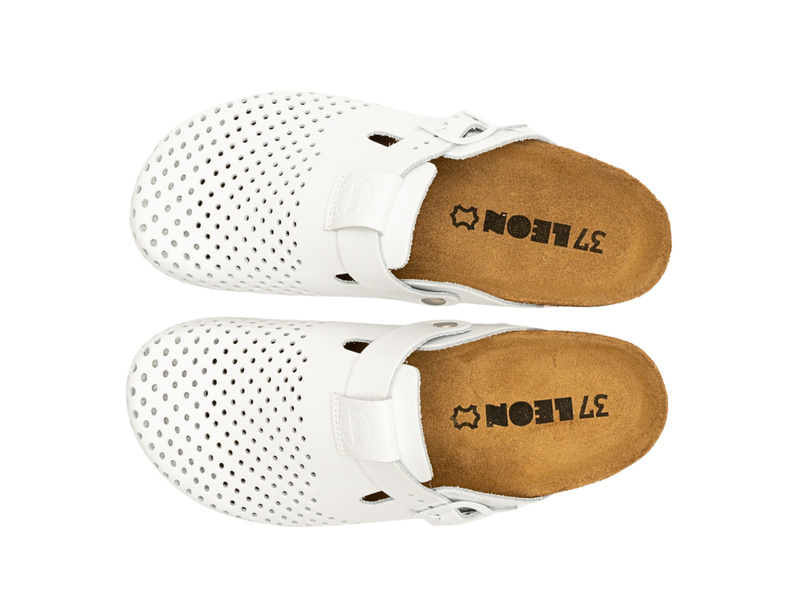 Skórzane Klapki Damskie Leon 4250 białe