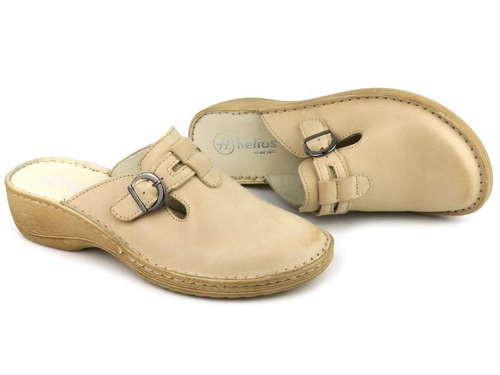 Klapki damskie a la chodaki - HELIOS KOMFORT 242, jasnobeżowe