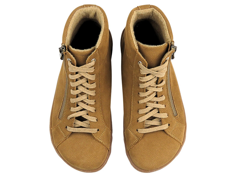 Barefoot skórzane minimalistyczne botki damskie camel Nika Komfort 1443