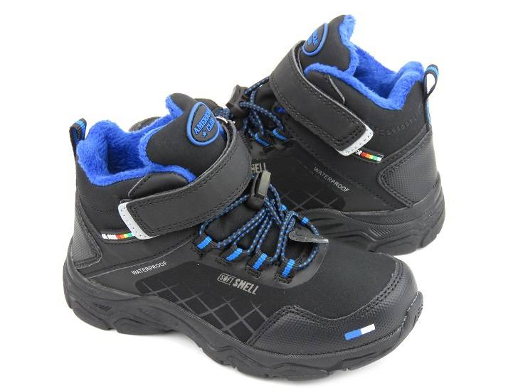 Śniegowce, trapery dziecięce - AMERICAN CLUB HL 28/22, czarne z niebieskim