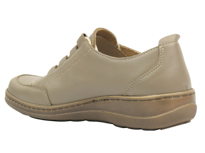 Wygodne półbuty damskie ze skóry naturalnej Helios Komfort 408, beżowe