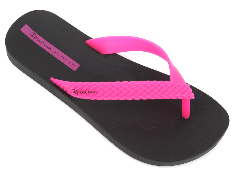 Japonki damskie sportowe - Ipanema 26362, czarne z różem