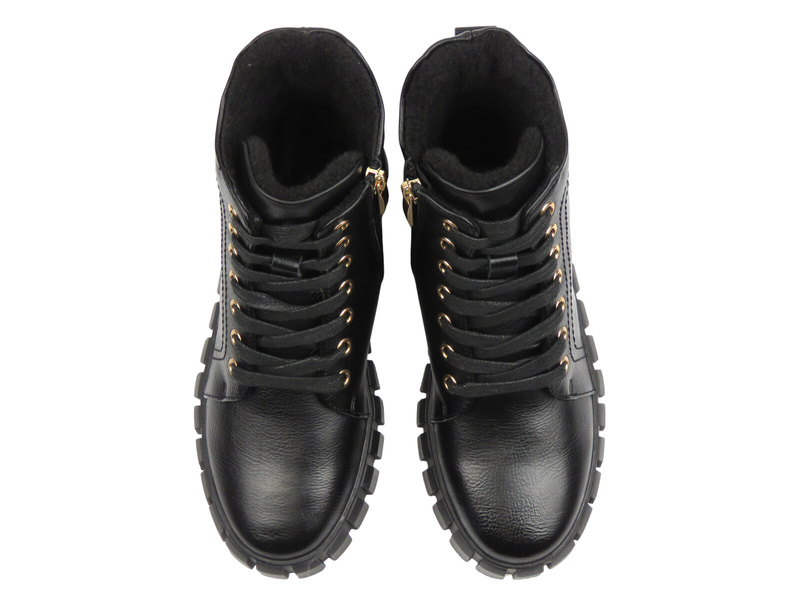 Ocieplane botki, trzewiki damskie - Potocki 25-19316, czarne