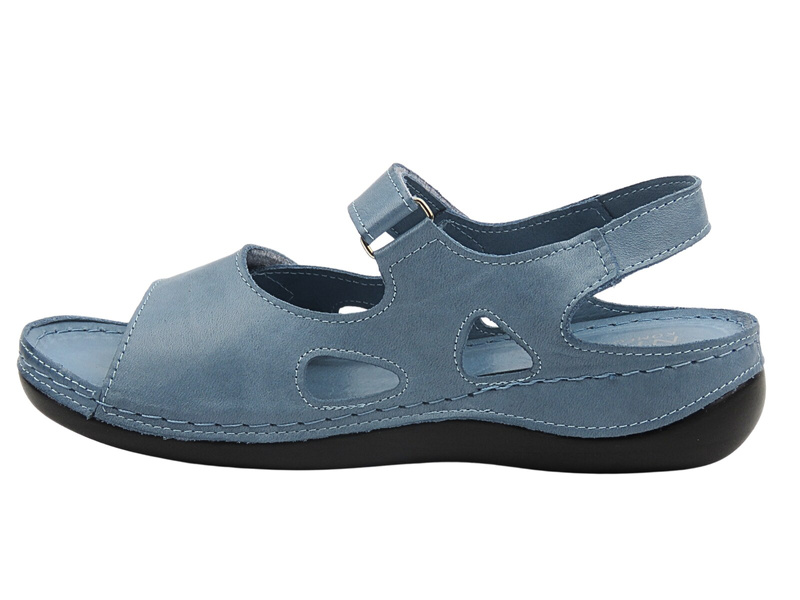 Skórzane sandały damskie Nika Komfort H-158 niebieskie