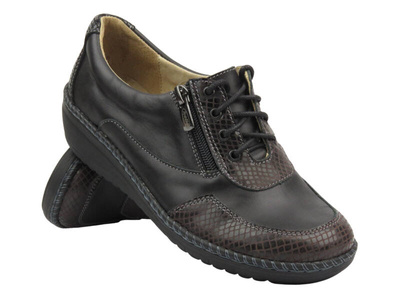 Skórzane półbuty damskie HELIOS 325, czarne