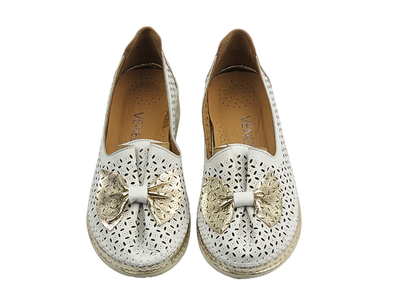 Ażurowe półbuty damskie białe Venezia G010LEWOOBM129