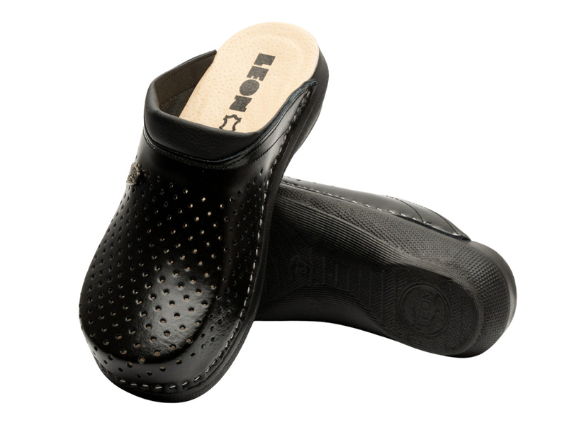 Skórzane Klapki Damskie Leon PU100 czarne