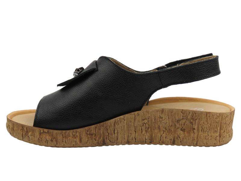 Sandały damskie skórzane czarne Helios Komfort 140