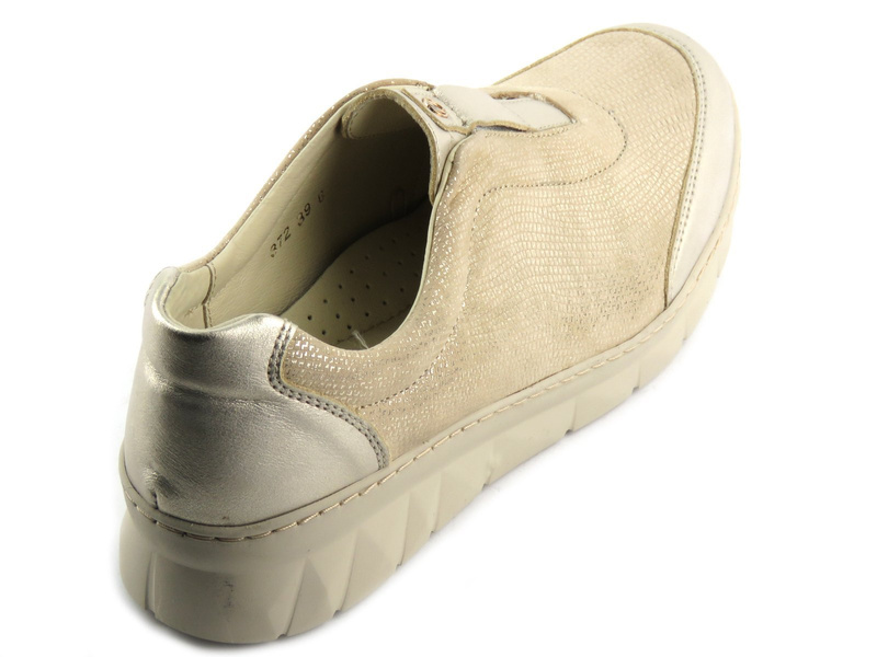 Lekkie, miękkie półbuty damskie wsuwane - Helios Komfort 372, złote
