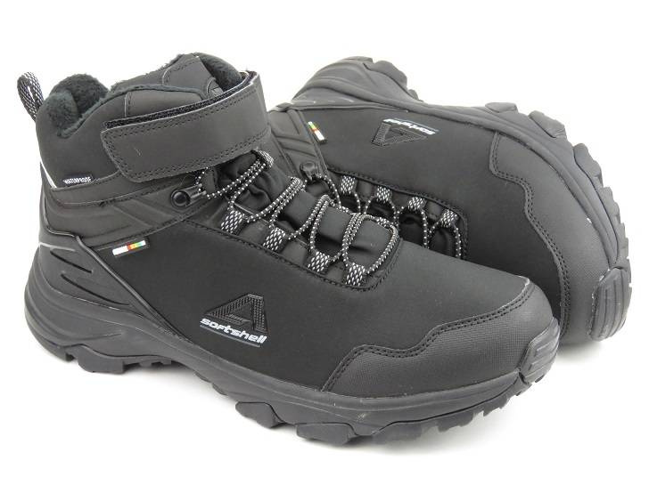 Śniegowce, trekkingi męskie z softshell i membraną - AMERICAN CLUB HL69/22, czarne