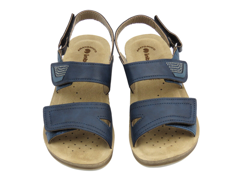 Sandały damskie na koturnie na rzep INBLU FC-61 -granatowe