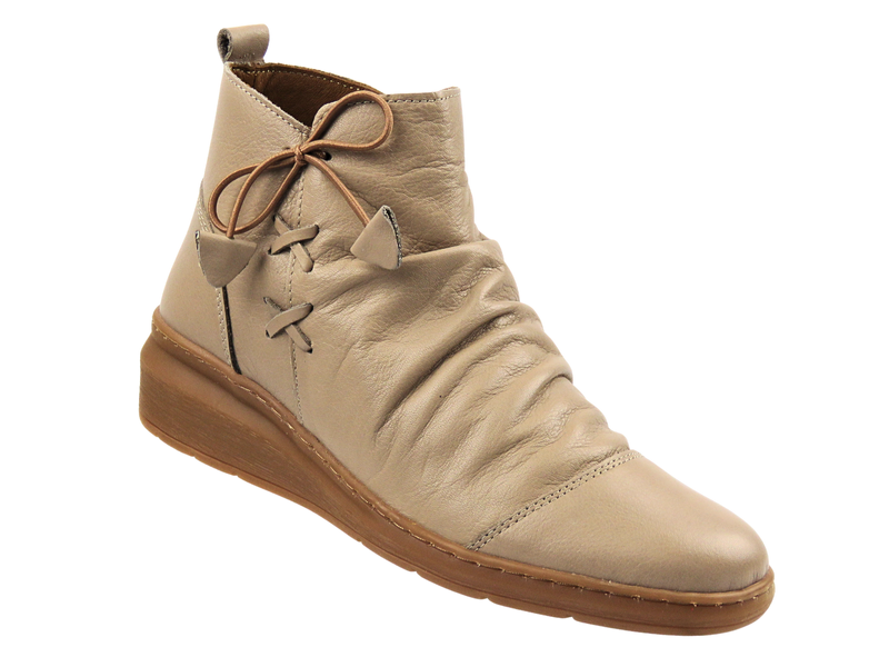 Skórzane botki damskie Nika Komfort 0117-9805, beżowe