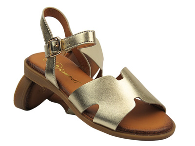 Skórzane sandały damskie złote Cambell 25-00659