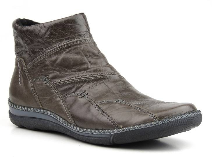 Skórzane botki damskie HELIOS 742, szare