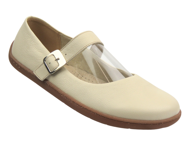Barefoot skórzane minimalistyczne półbuty damskie beżowe Nika Komfort 1445 - PRZEDSPRZEDAŻ