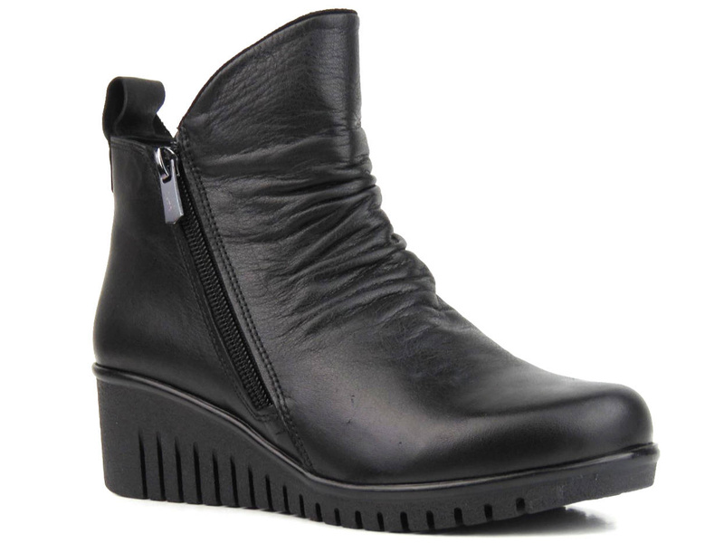 Botki damskie na dwa suwaki - COMFORTABEL 962319, czarne