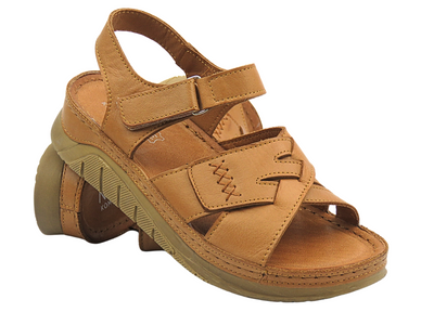 Skórzane sandały damskie brązowe Nika Komfort H-173