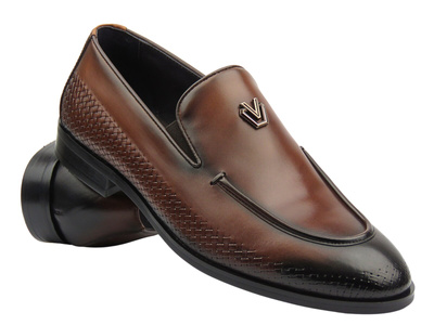 Eleganckie mokasyny, półbuty męskie brązowe JOHN DOUBARE QA816E-G1-H273