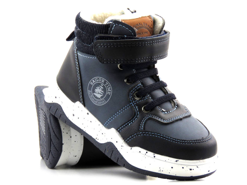 Ocieplane buty dziecięce za kostkę - AMERICAN CLUB XD 74/22, granatowe