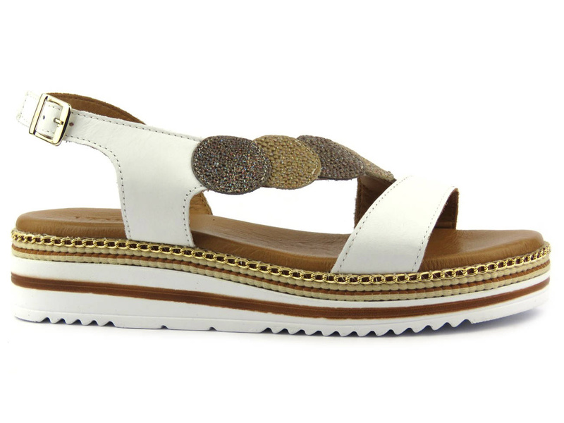 Sandały damskie na podwyższonej podeszwie - VENEZIA 261605, białe