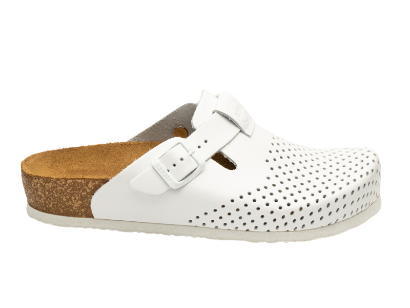 Skórzane Klapki Damskie Leon 4250 białe