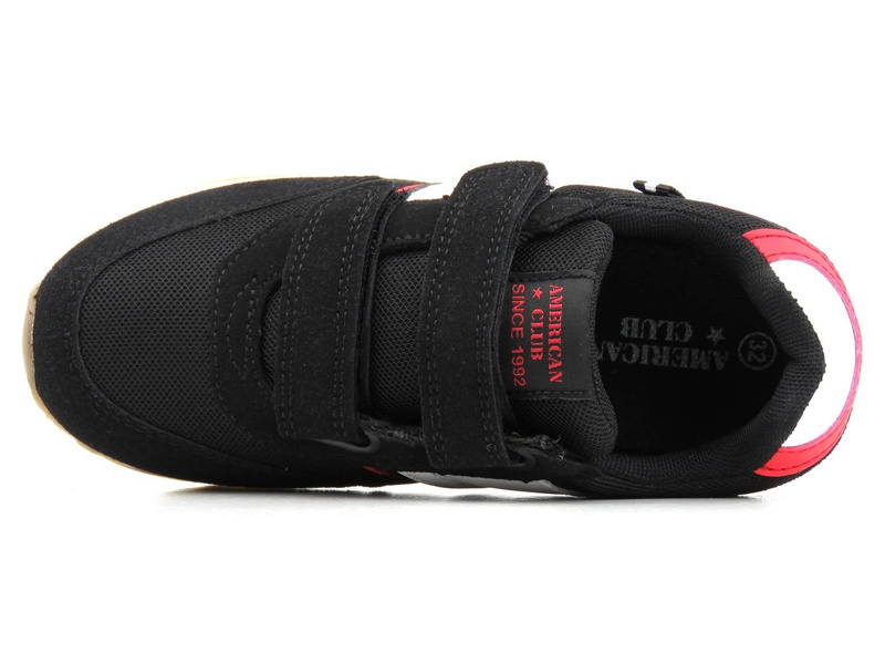 Buty dziecięce sportowe na rzepy - American Club ES 90/22, czarne