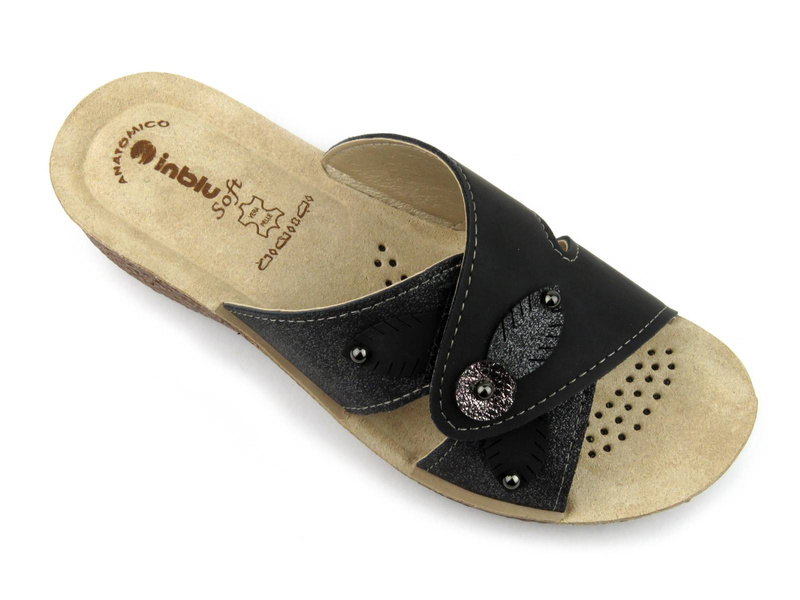 Wygodne, lekke klapki damskie - INBLU GL-54, czarne
