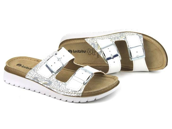 Klapki damskie z klamrami - INBLU CN-33, białe