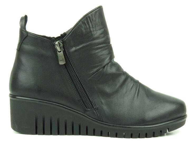 Botki damskie na dwa suwaki - COMFORTABEL 960232-01, czarne