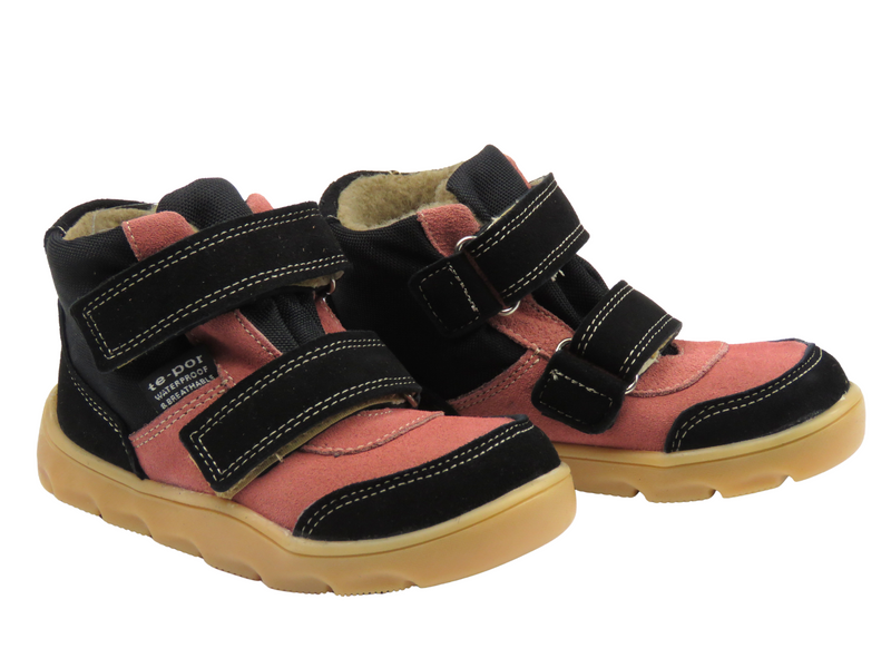 Trzewiki, półbuty dziecięce na rzepy - Jamet 1124, czarno-różowe